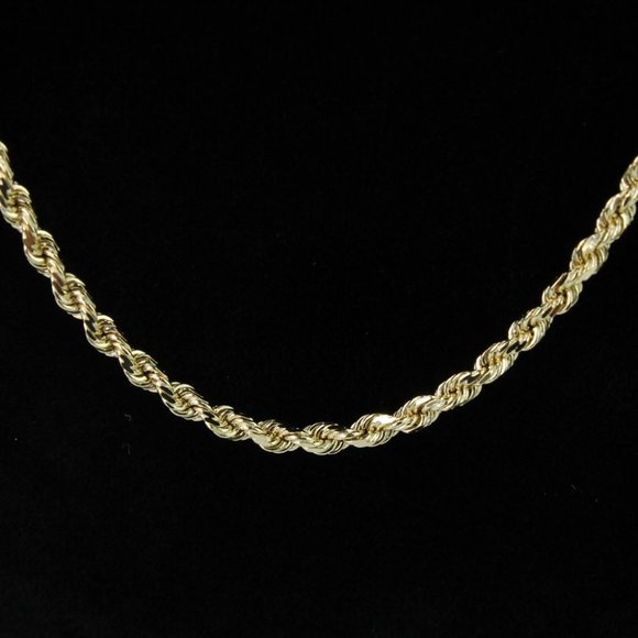 14k Yellow Gold Rope Chain Necklace - 24" - Picture 1 of 5